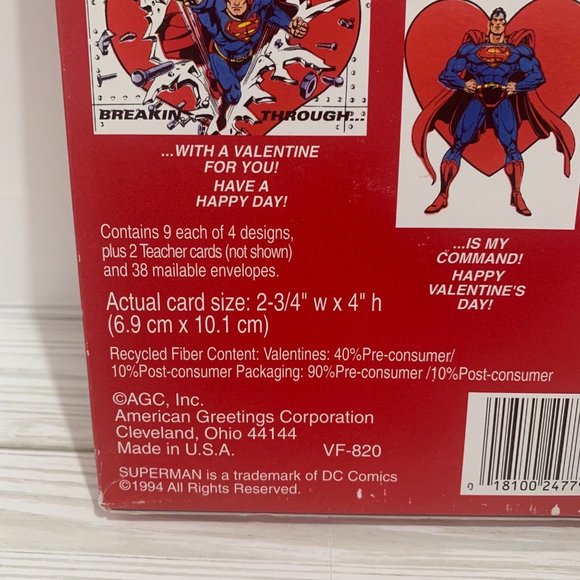 Vintage American Greetings Superman Valentine Cards NIB - Picture 4 of 6